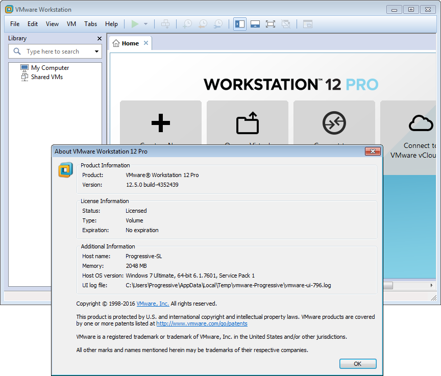 VMware Workstation Pro 12.5.0 Build 4352439 (x64) | Katılımsız