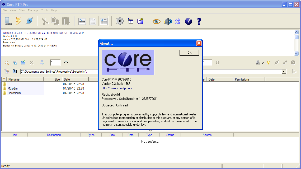 Core FTP Pro 2.2 Build 1867 | Katılımsız