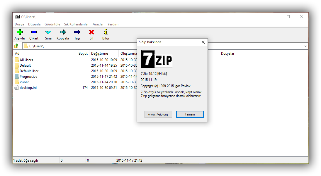 7-Zip 15.12 Final | Katılımsız