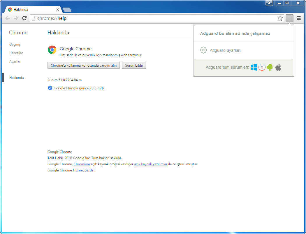 Google Chrome 51.0.2704.103 Final | AdGuard | Katılımsız