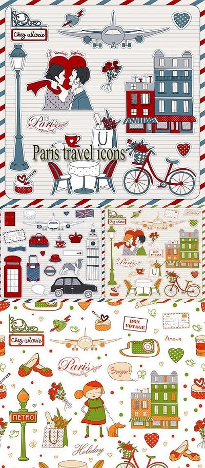 Paris Travel Icons - Vector
