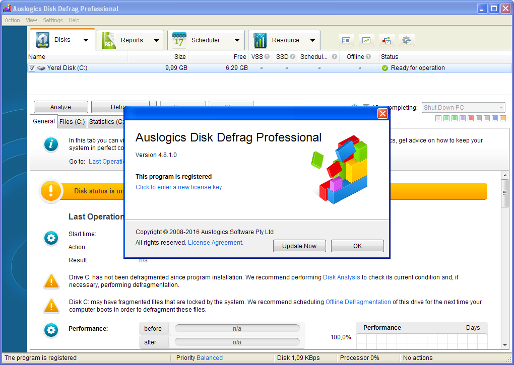 Auslogics Disk Defrag Professional 4.8.1 | Katılımsız