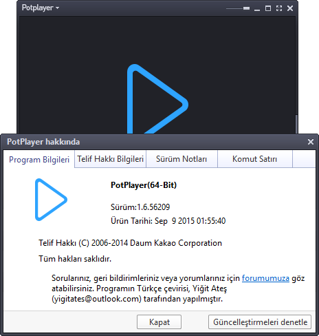 Daum PotPlayer 1.6.56209 Final | OpenCodec | Katılımsız