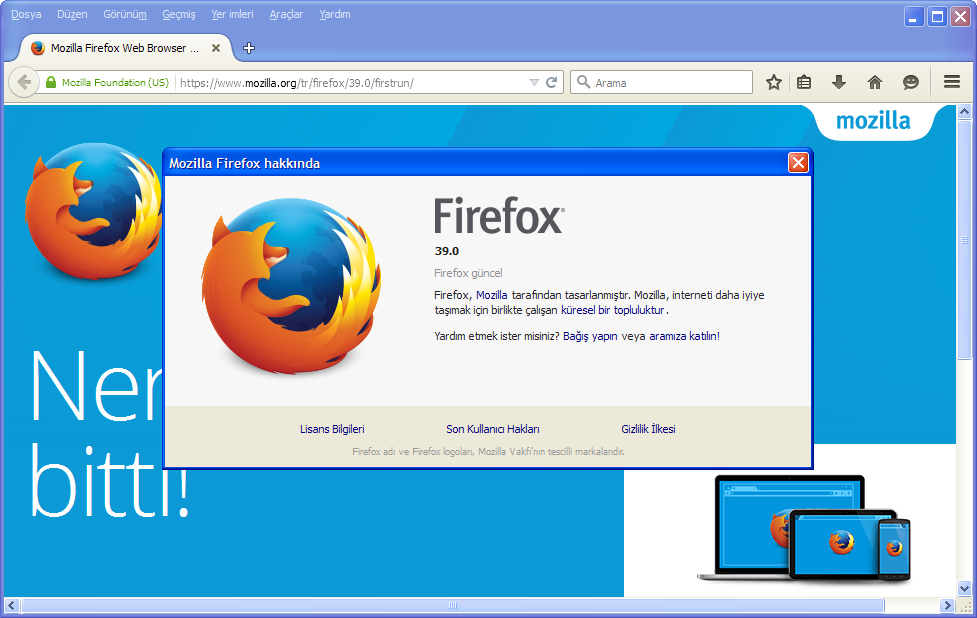 Mozilla Firefox 39.0.3 Final TR | Katılımsız