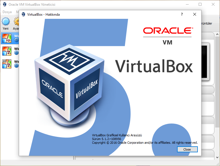 VirtualBox 5.1.2.108956 Final | Extension Pack | Katılımsız