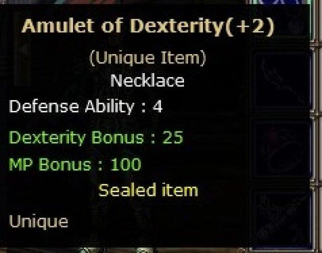 +2 Amulet Of Dexterity AOD