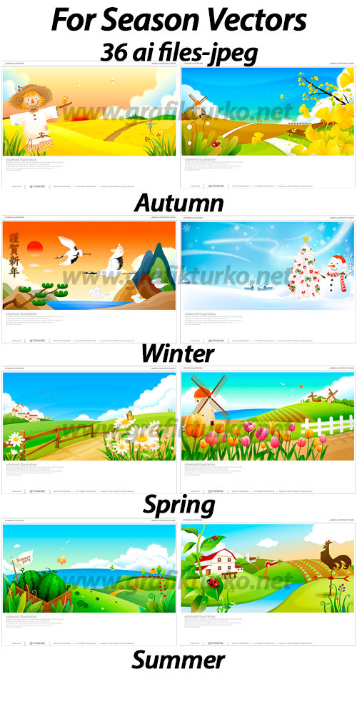 Spring-Summer-Autumn-Winter Vector Set