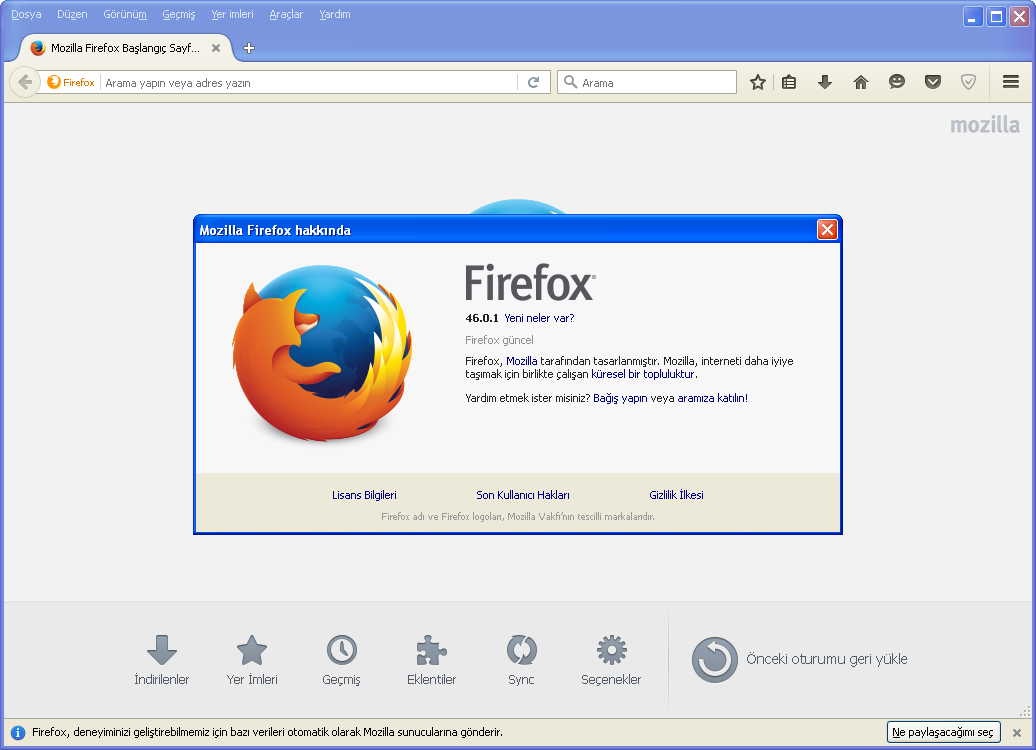 Mozilla Firefox 46.0.1 Final TR | Katılımsız