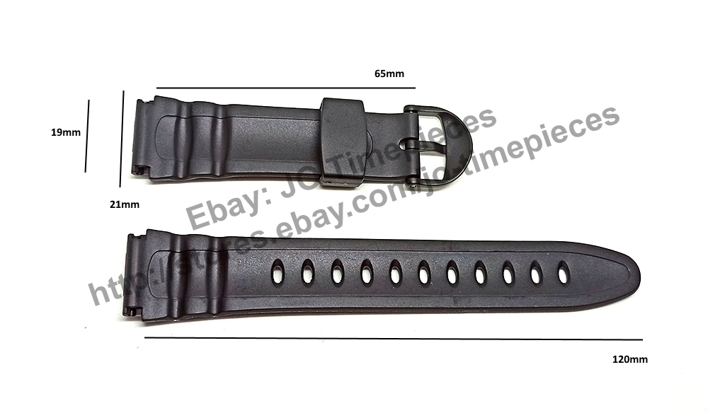 Original Casio W-68H Watch Band Strap 19mm Black Rubber NOS -WR Resist