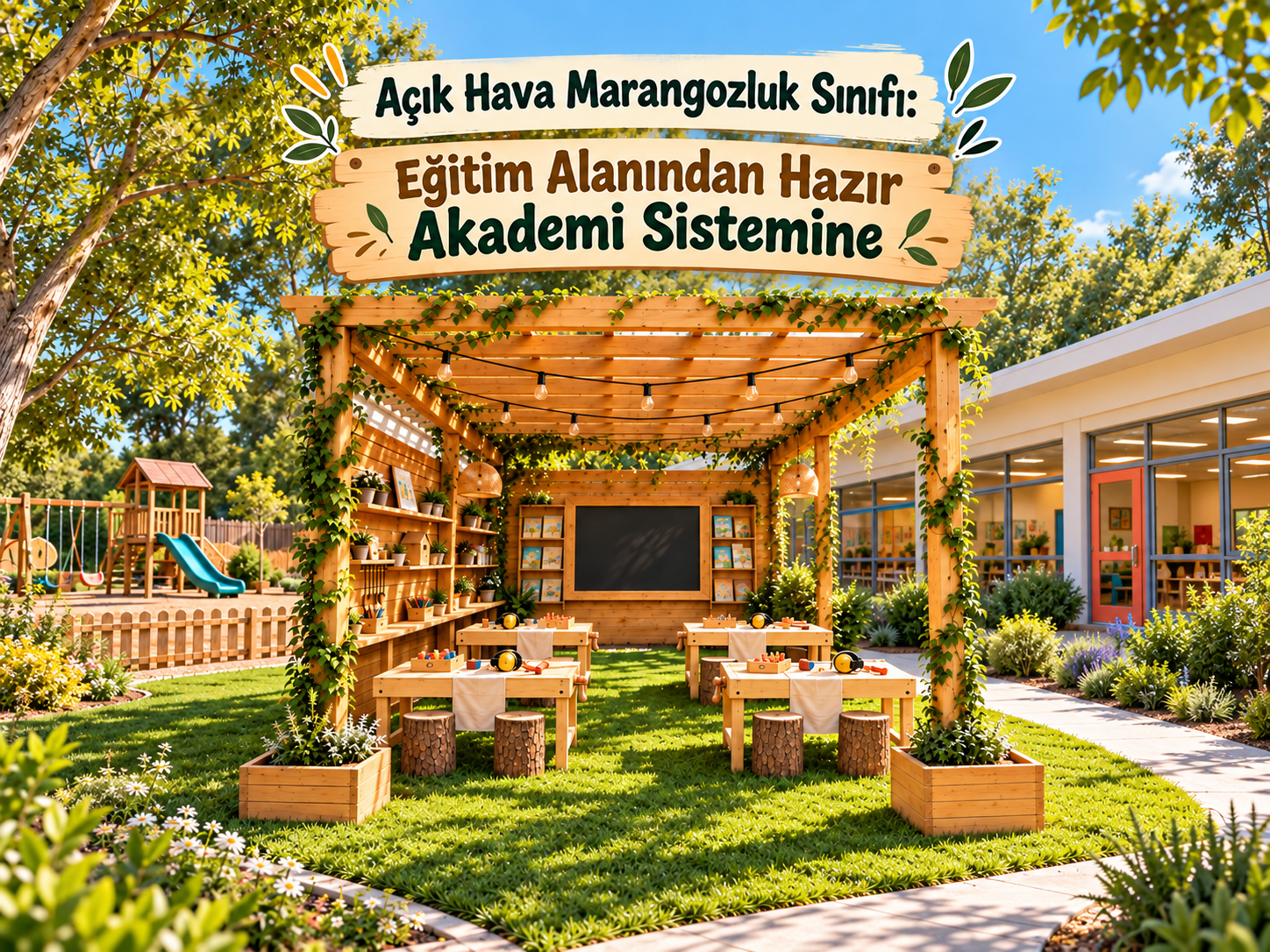 Atölye açık hava marangozluk sınıfı ve hazır Akademi modeli