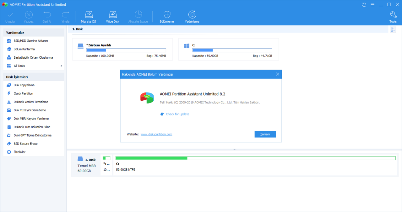 AOMEI Partition Assistant Unlimited 8.6 | Katılımsız