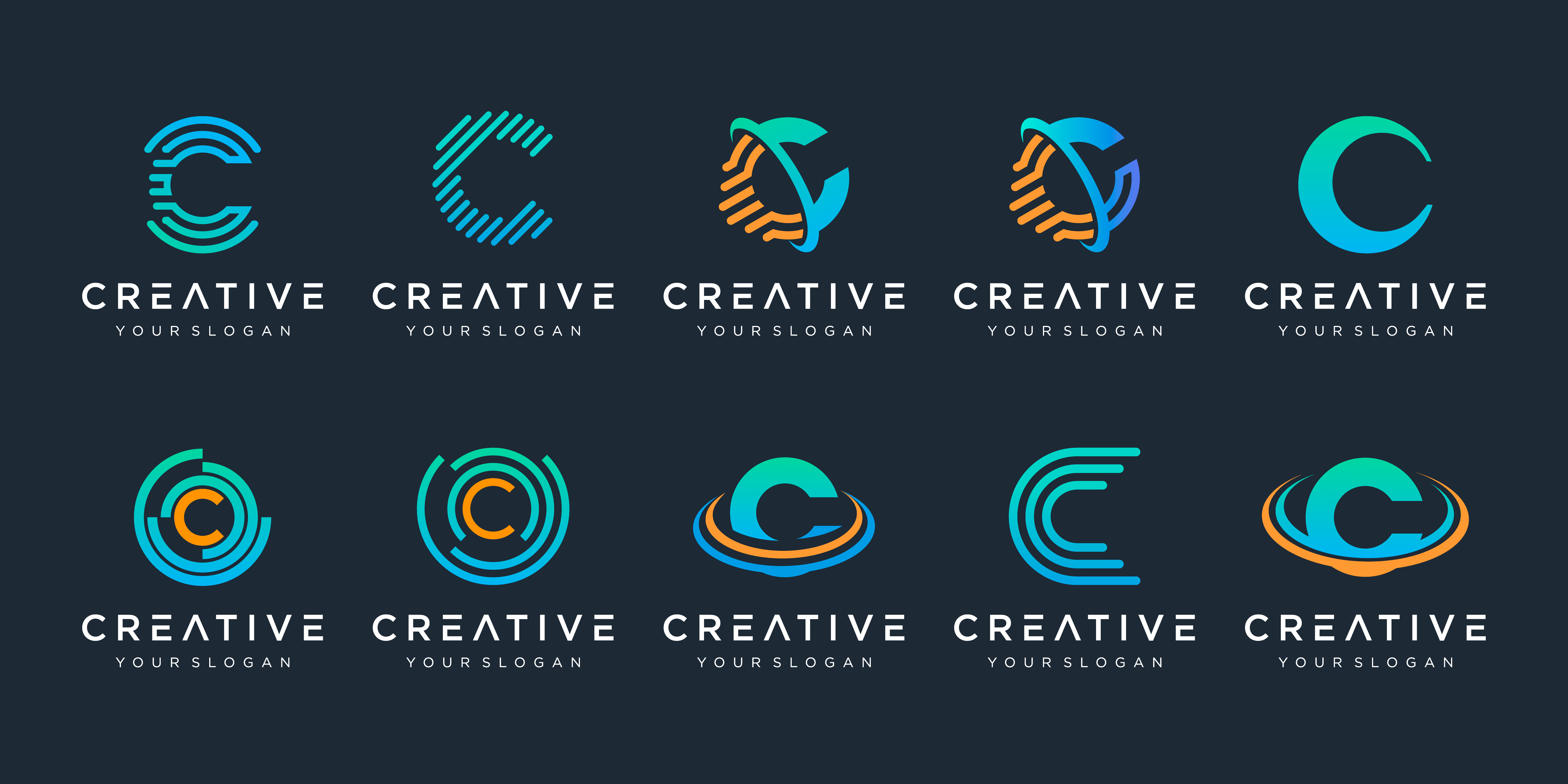 Free Set of creative letter c logo Premium Vector - Vara Script
