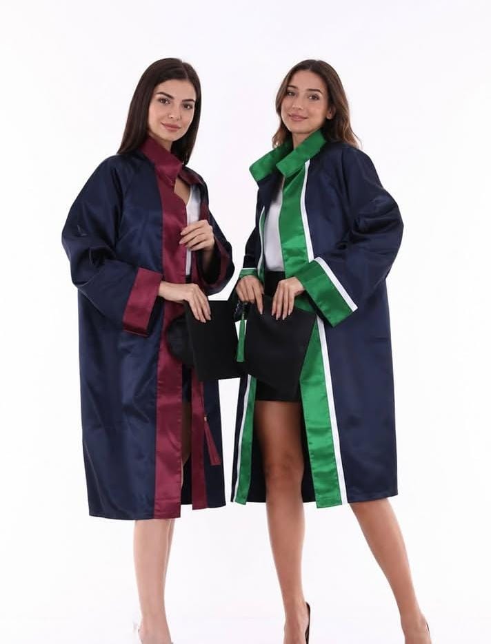 Turkuaz Şeritli Modern Cübbe