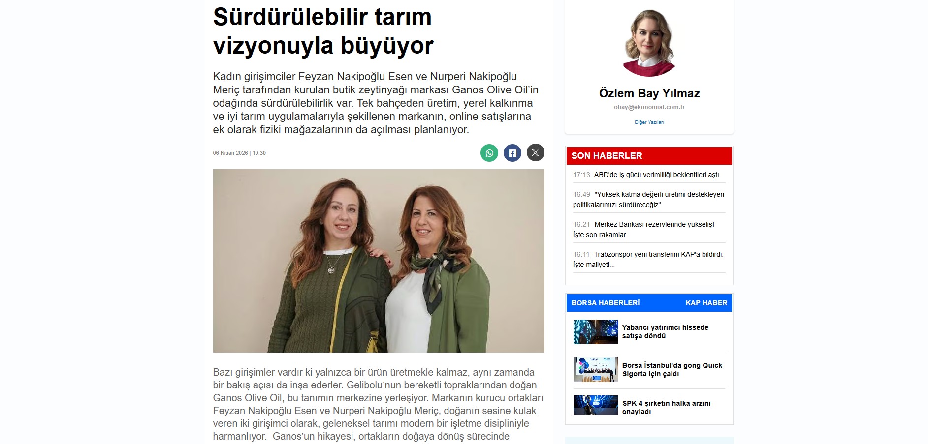 Ganos zeytinyağı basın görseli