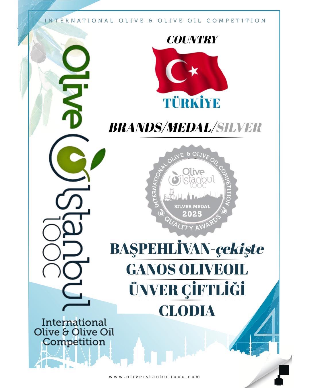 Ganos uluslararası zeytinyağı yarışması başarı belgesi