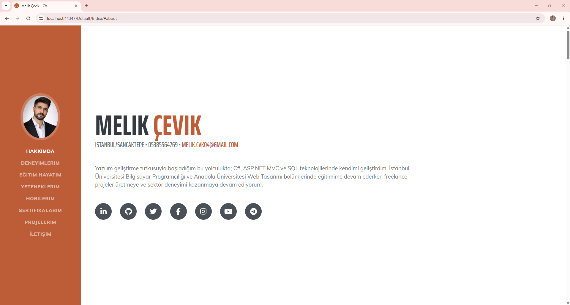 CV Web Sitesi Projesi