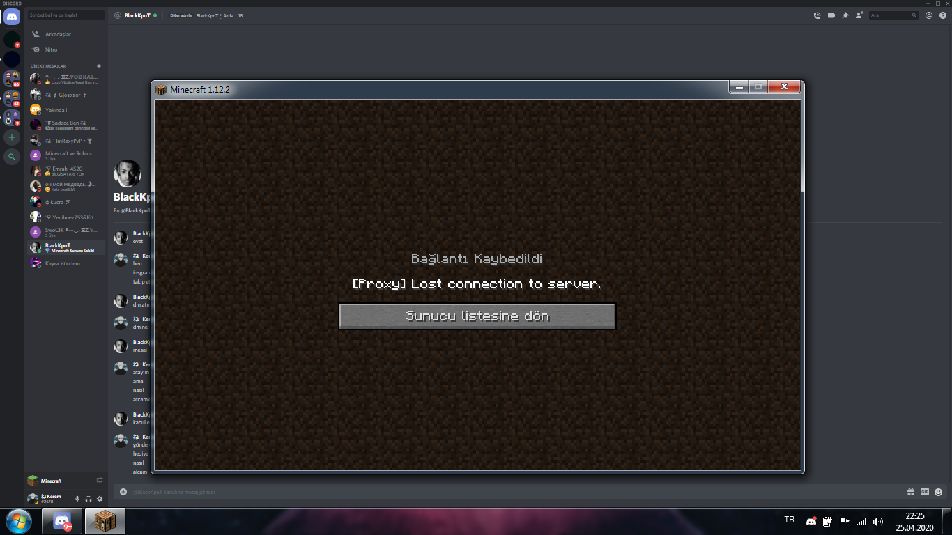 Proxy lost connection to server что делать майнкрафт