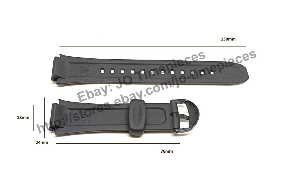 18mm Black rubber watch band / strap compatible for Casio W-210
