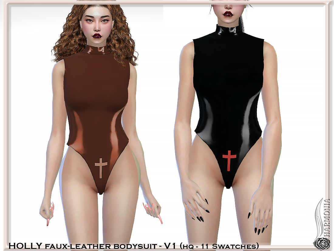 HOLLY Faux-Leather Bodysuit - Downloads - The Sims 4 - LoversLab