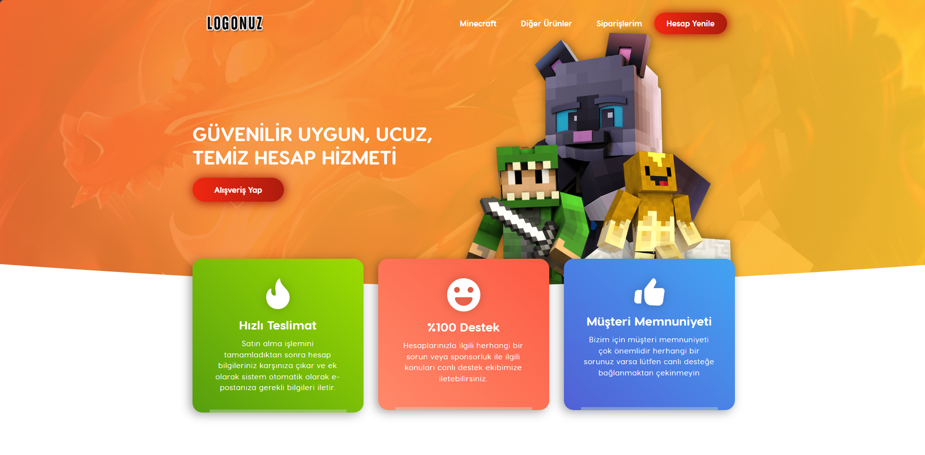 Minecraft & Steam Oyun Hesabı Satış Scripti yazılım ekranı