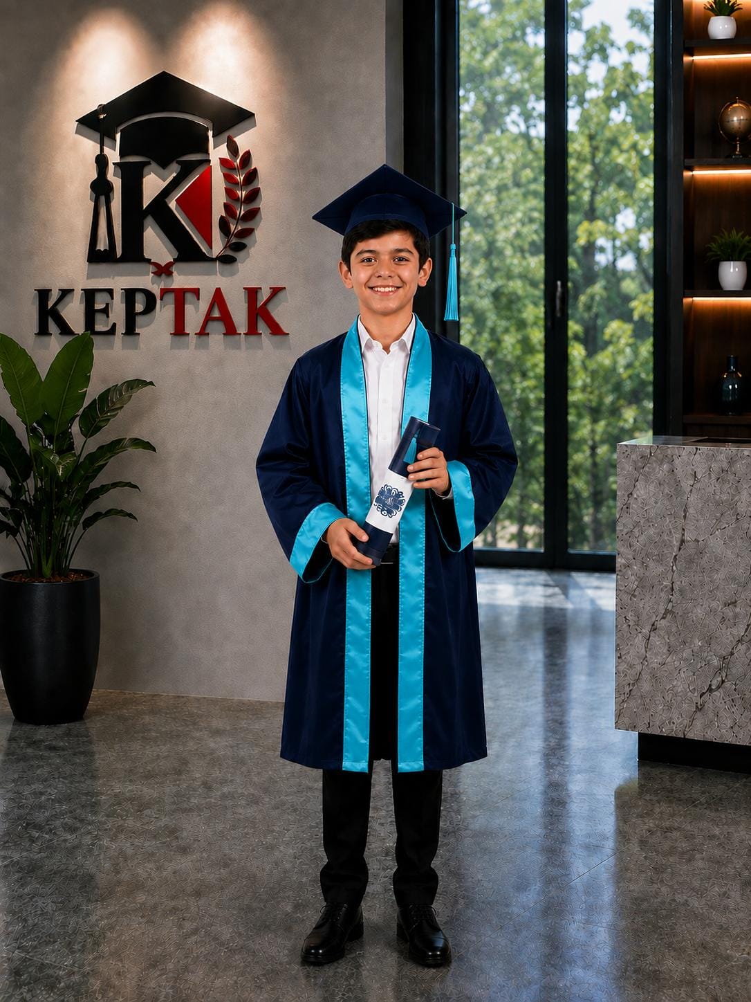 Bordo Kadife Yaka Detaylı Cübbe