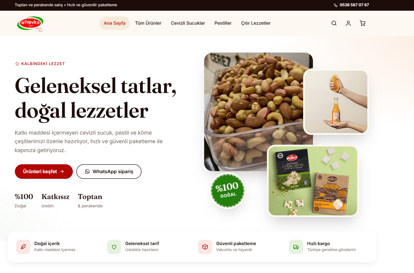 Nevka Gıda ana sayfa ekran görüntüsü
