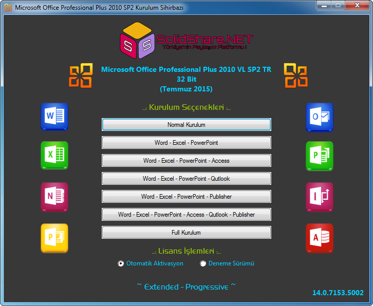 Microsoft Office 2010 Professional Plus SP2 VL TR | Eylül 2015
