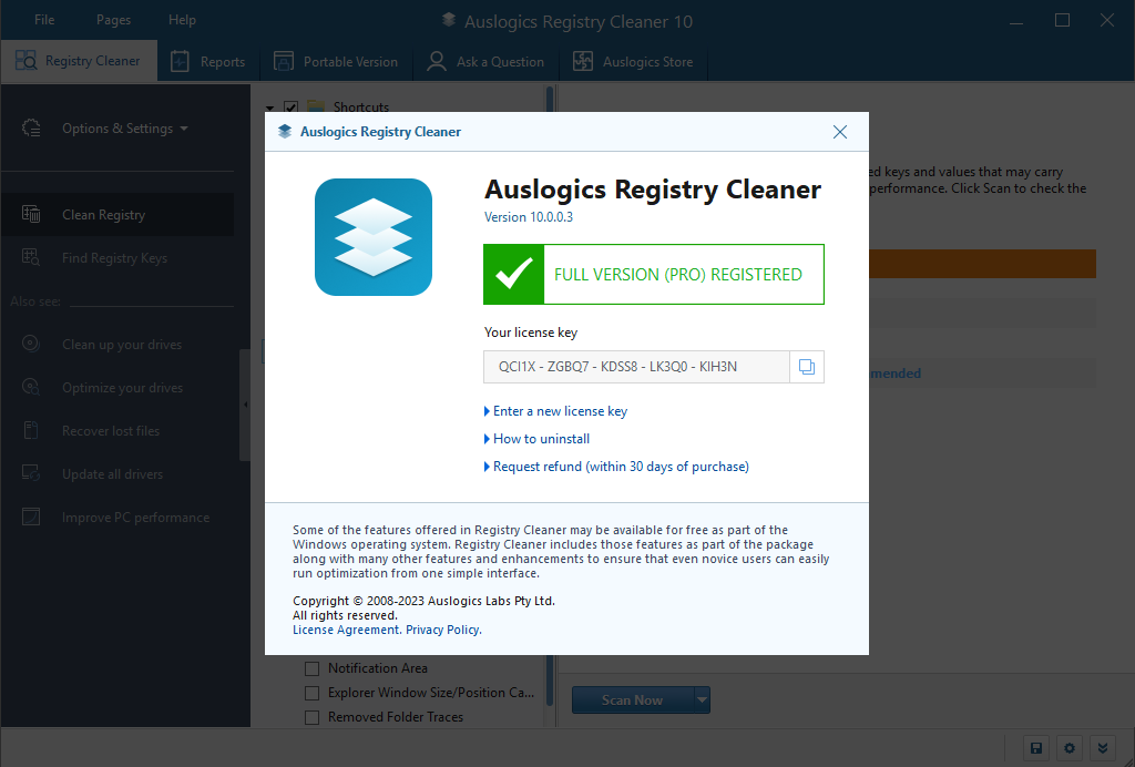 Auslogics Registry Cleaner Professional 10.0.0.3 | Katılımsız