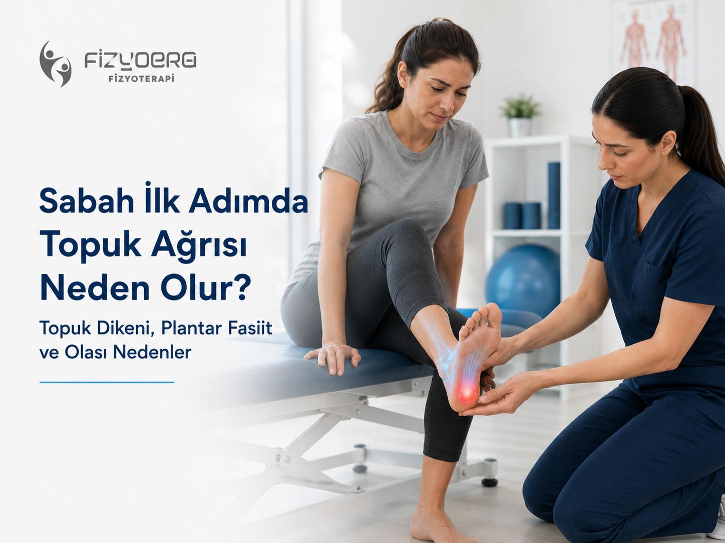 Sabah ilk adımda topuk ağrısı, topuk dikeni ve plantar fasiit şikayeti için FizyoERG kliniğinde fizyoterapist değerlendirmesi