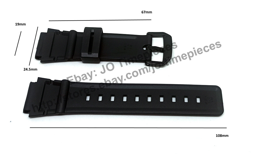 Original Casio WQV-10 WQV-10J WQV-10S Wrist Camera Watch Band Strap - 19mm Black Rubber NOS