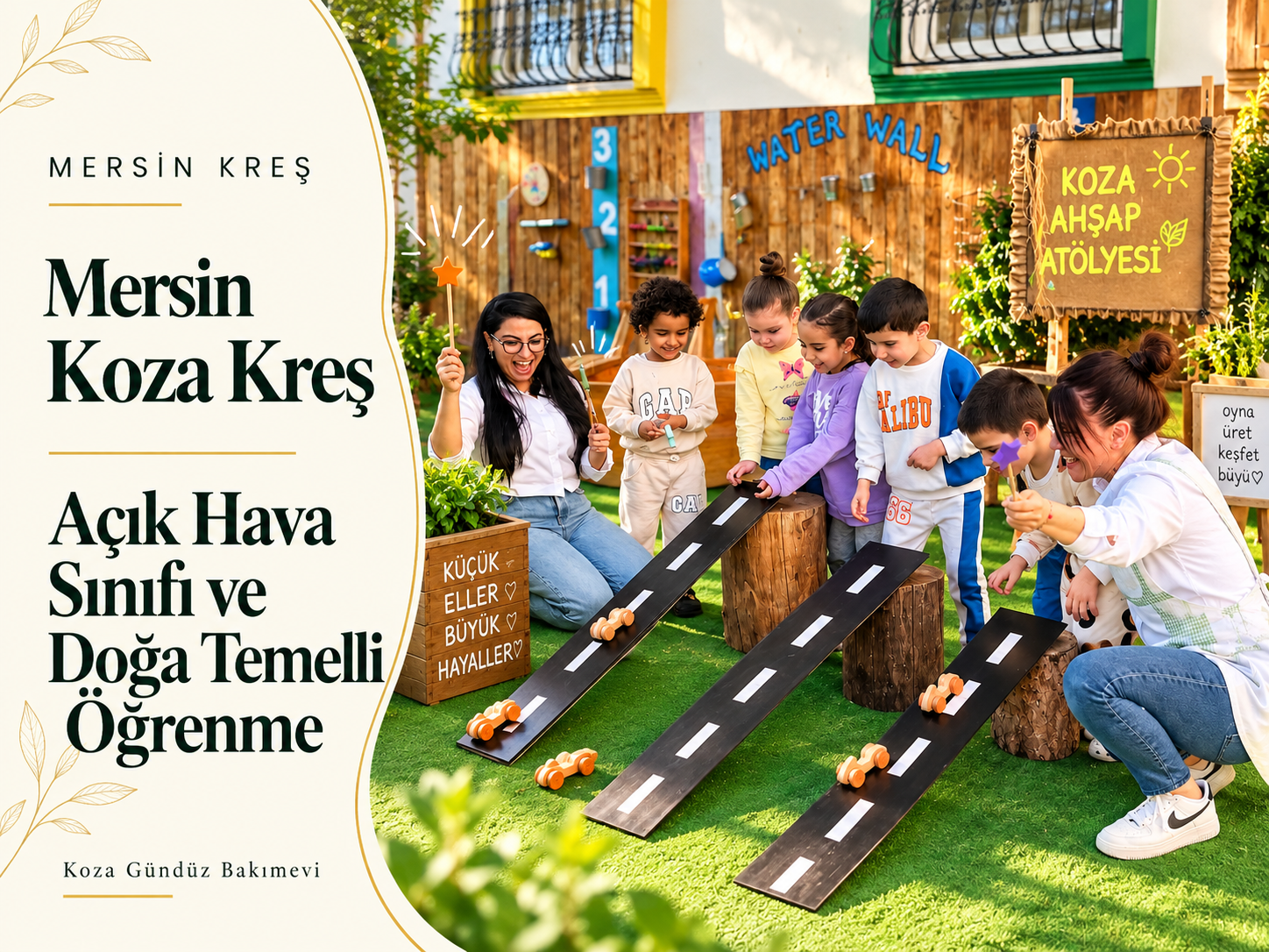 Koza Kreş açık hava sınıfı ve bahçe eğitim alanı