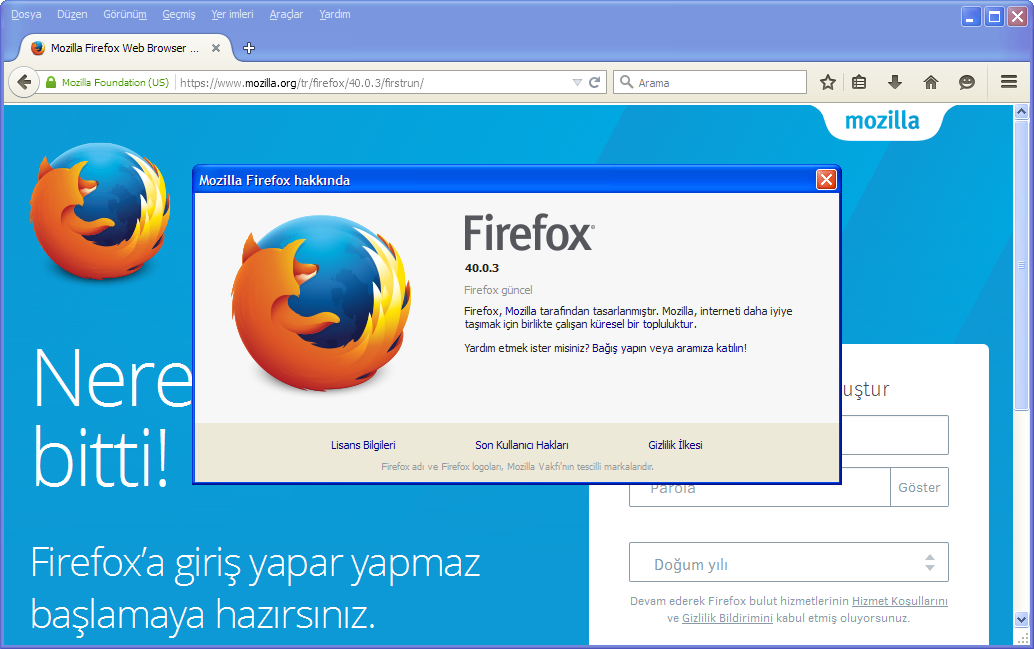 Mozilla Firefox 40.0.3 Final TR | Katılımsız