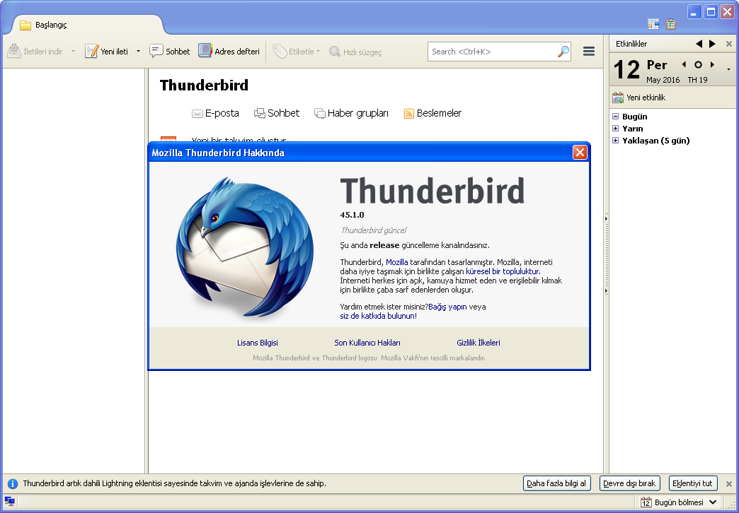 Mozilla Thunderbird 45.1.0 Final TR | Katılımsız