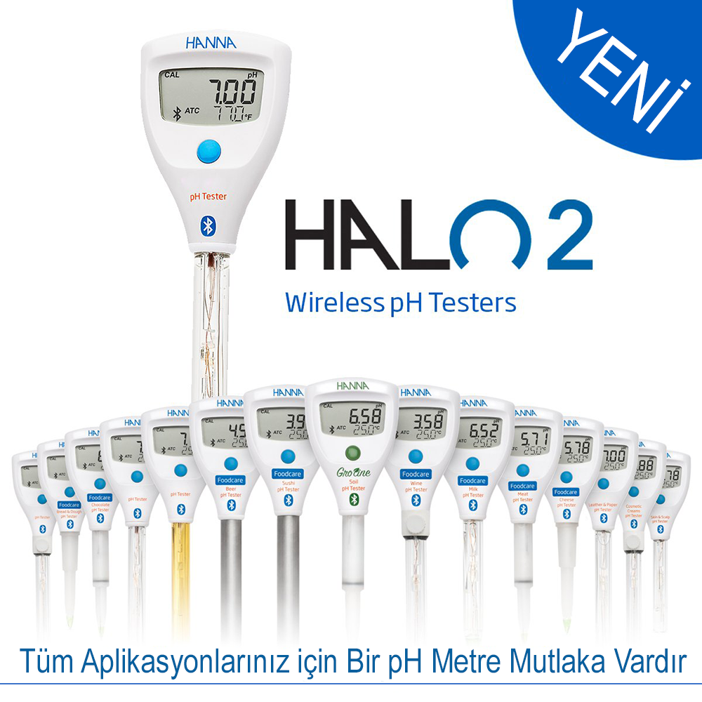 Hanna HI9810402 HALO2 Bluetooth pH Metre Cam Elektrodlu 0.00... 12.00 pH
