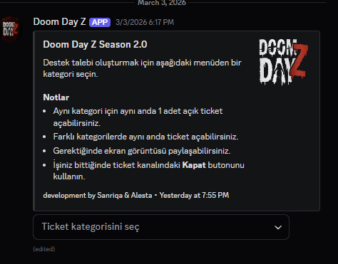 Hikaye Destek Ticket