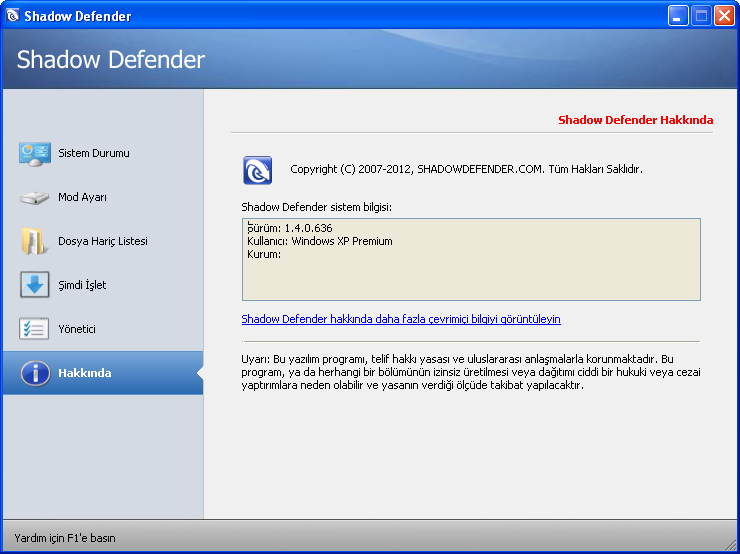 Shadow Defender 1.4.0.680 | EN-TR | Katılımsız