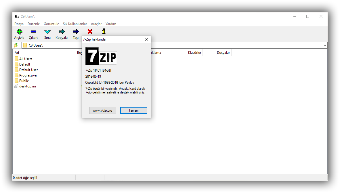 7-Zip 16.01 Final | Katılımsız