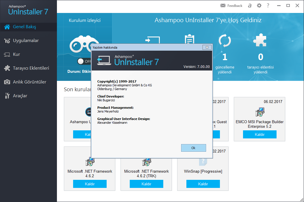 Ashampoo UnInstaller 7.00.00 | Katılımsız