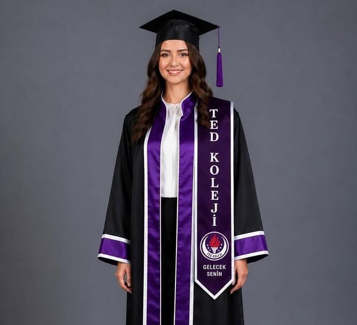 Açık Mavi Şeritli Lise Cüppesi
