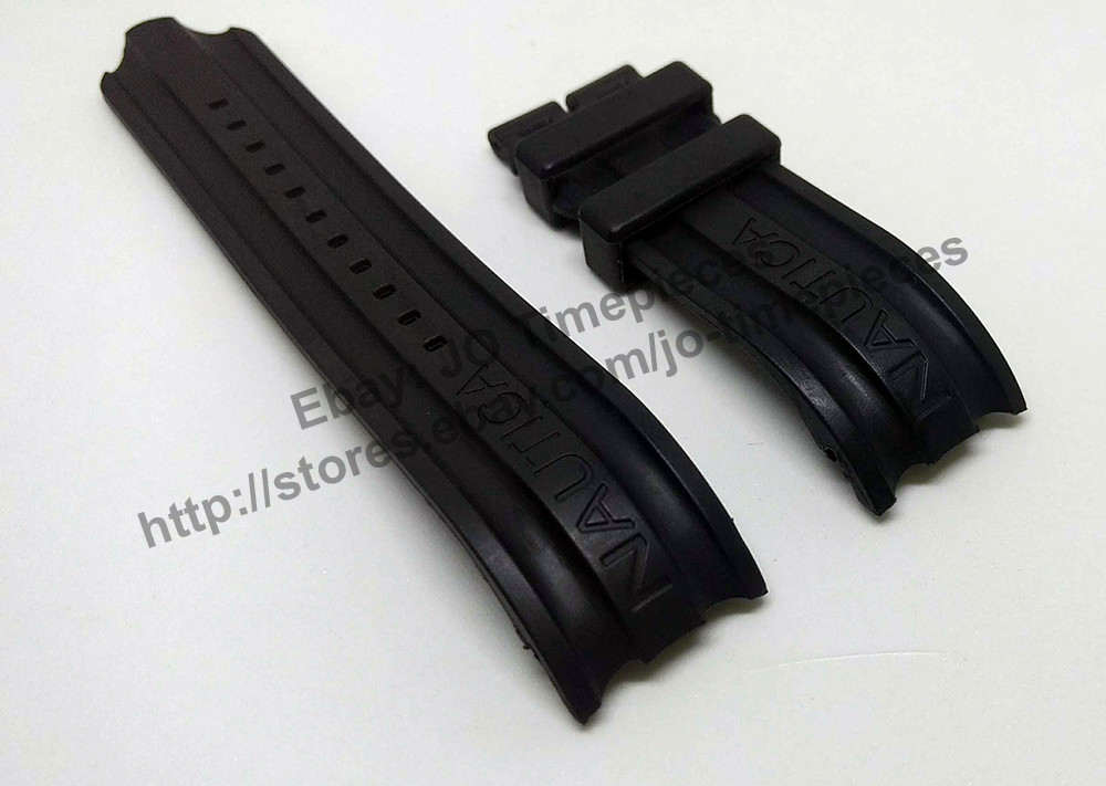 Comp Nautica A16638G A14600G A16600G A15019G - 22mm Black Rubber Watch Band Strap