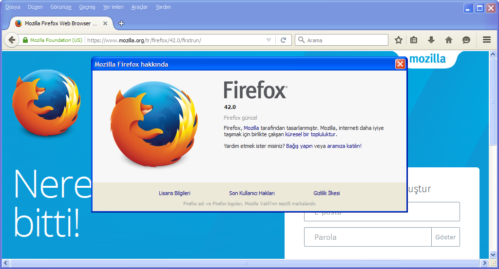 Mozilla Firefox 42.0 Final TR | Katılımsız