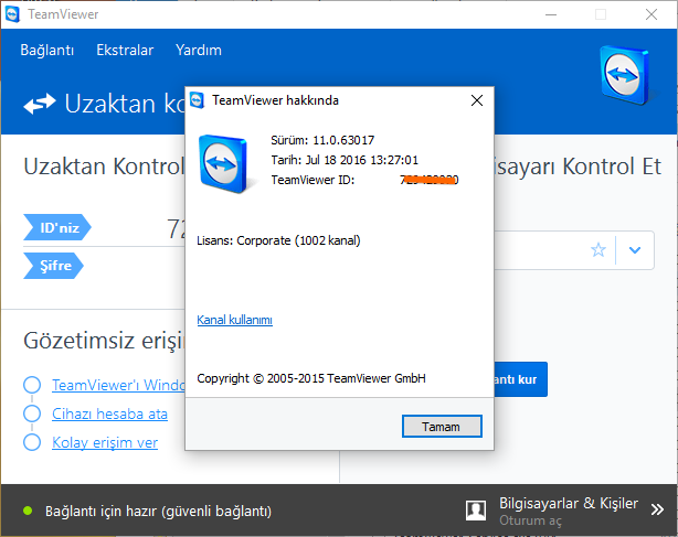 TeamViewer Corporate 11.0.63017 | ML-TR | Katılımsız