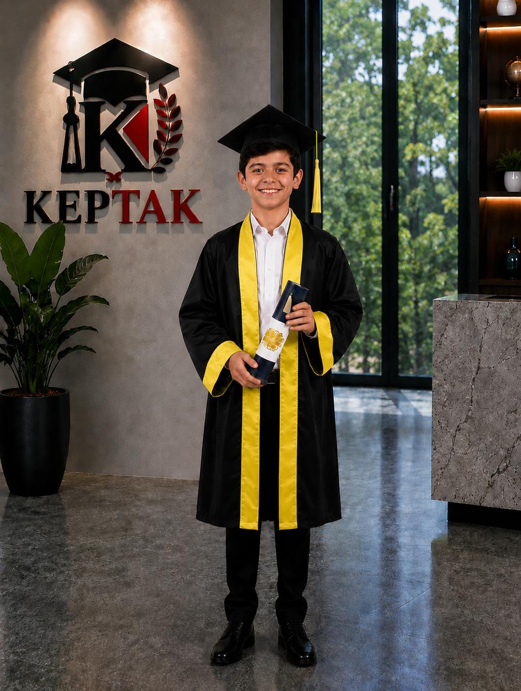 Zümrüt Yeşili Çift Şeritli Cübbe
