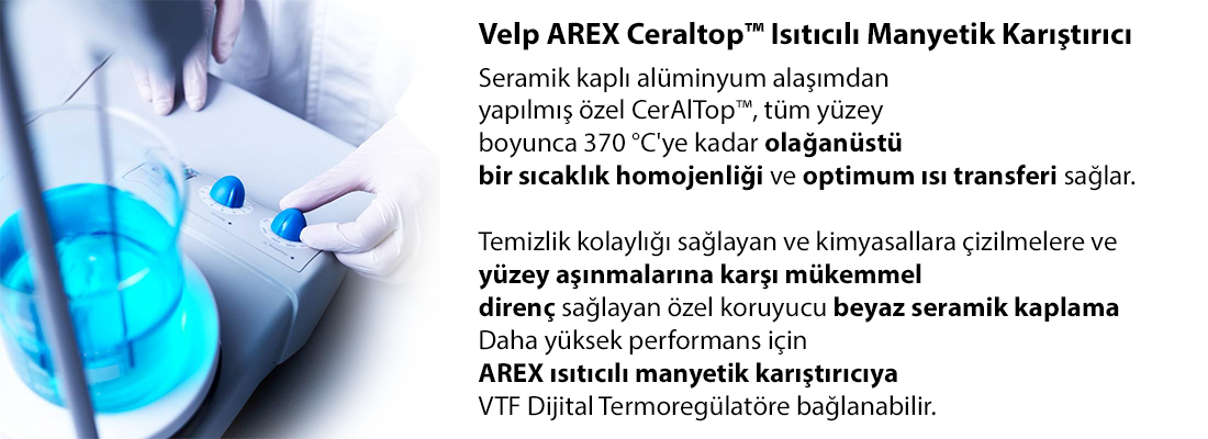VELP AREX CerAlTop™ with VTF Package Isıtıcılı Manyetik karıştırıcı 1500 rpm / 20 L / 370 °C