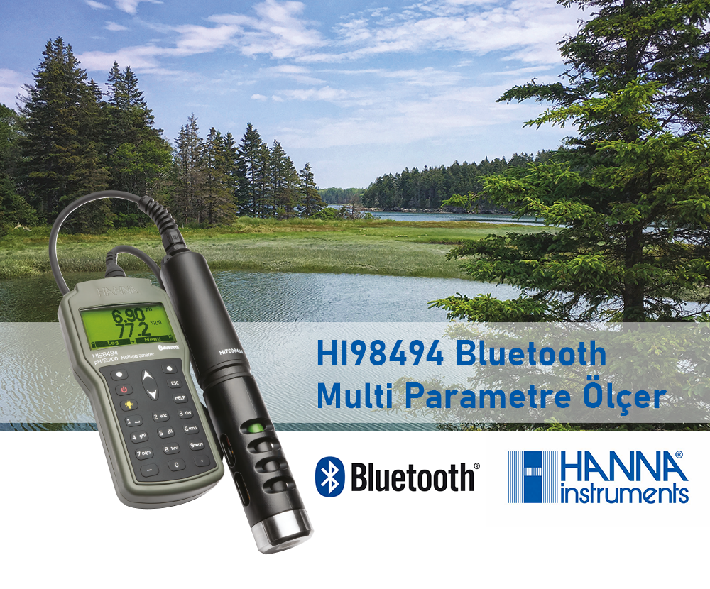 HANNA HI98494 Bluetooth® Multi Parametre Ölçer pH / ORP / EC / TDS / Tuzluluk / DO / Basınç / Sıcaklık Su Geçirmez Ölçüm Cihazı 4 m Kablo ile