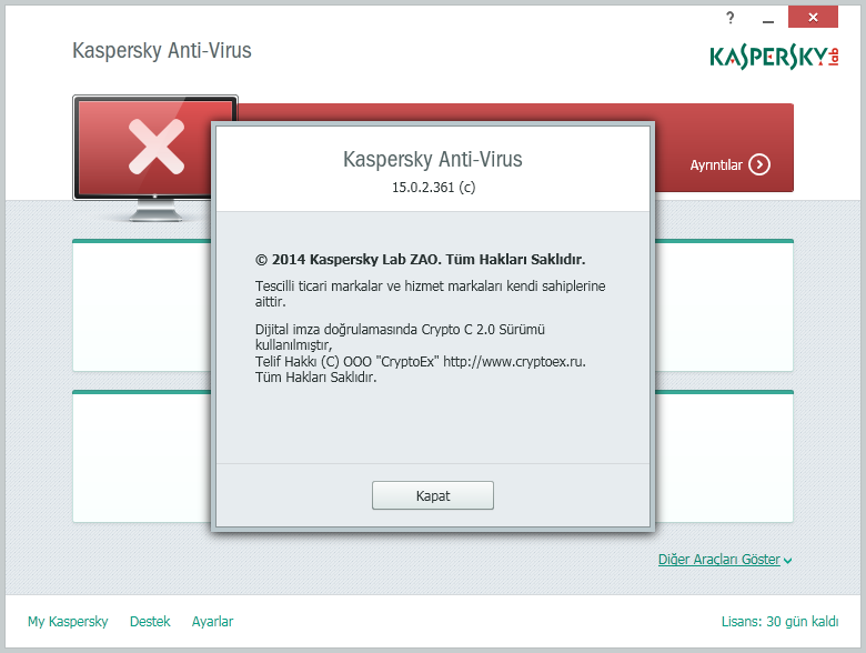 Kaspersky Anti-Virus 15.0.2.361 TR (16.09.2015) | Katılımsız