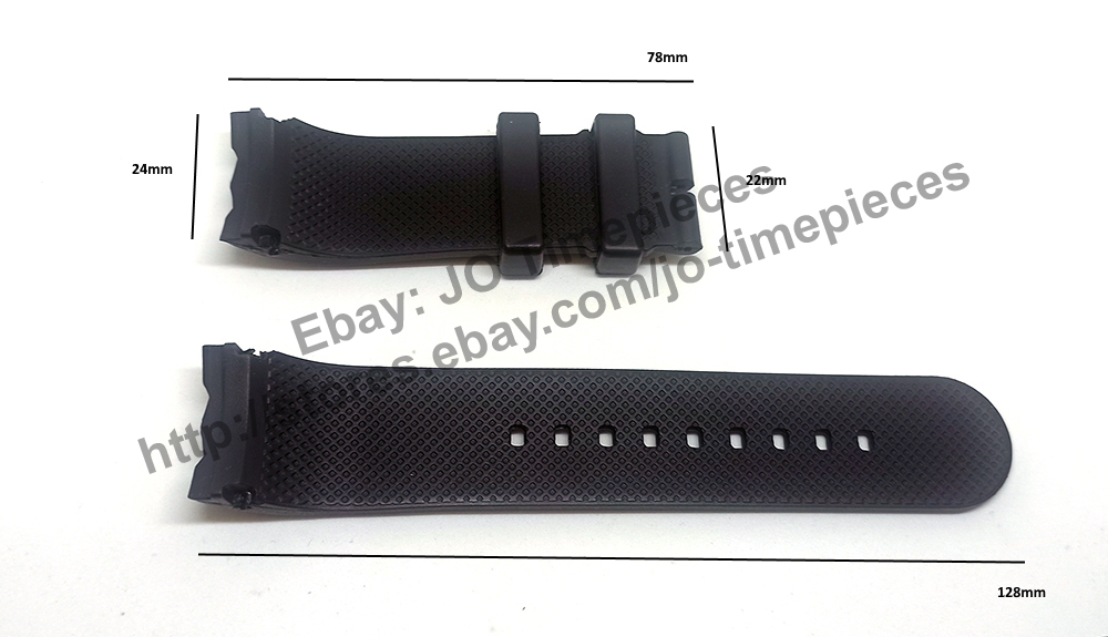 Comp Nautica A18722G A17591G A43004G A43005G A43006G A43007G A43008G A32516G - 24mm Black Rubber Watch Band Strap
