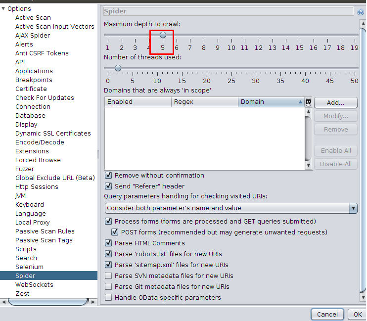 Parameter handling