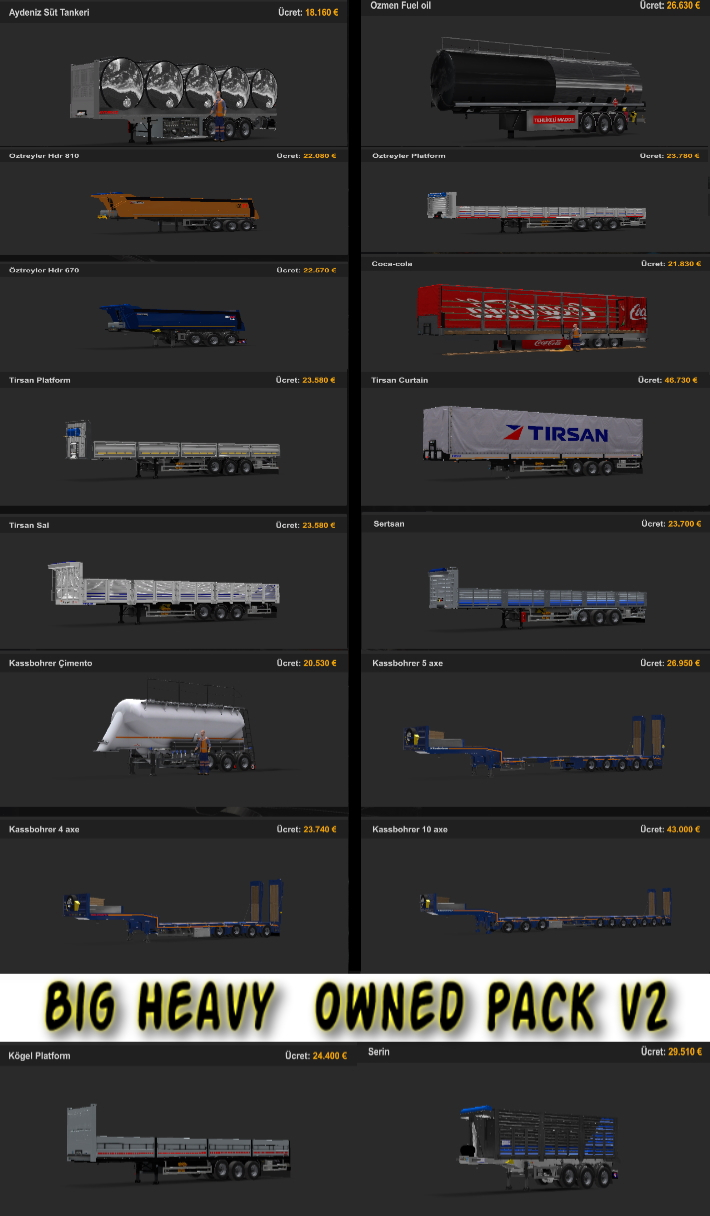 Big Heavy Owned Trailers Pack v2.0 (1.44.x) for ETS2