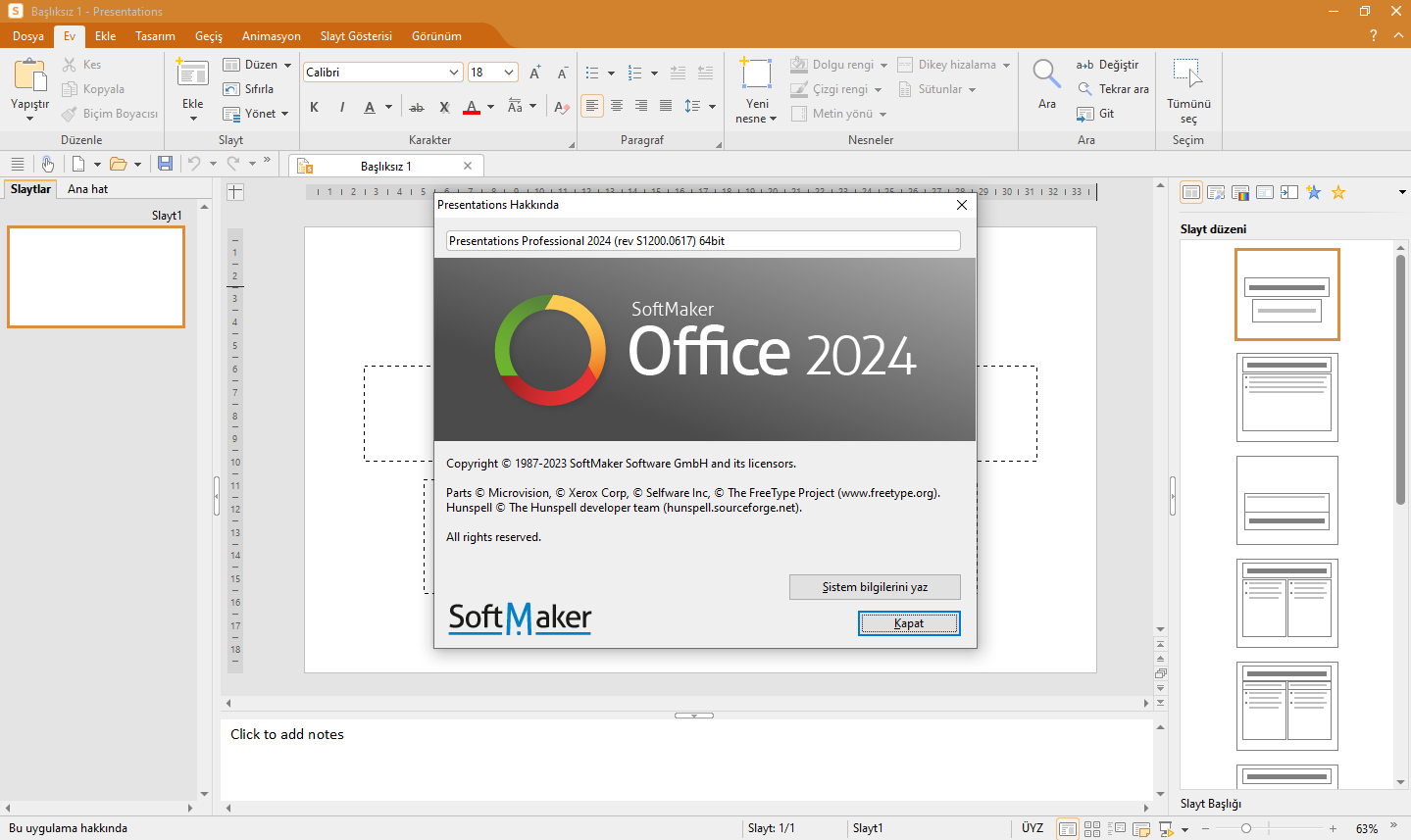 SoftMaker Office Professional 2024 Rev S1200.0617 (x64) Katılımsız